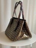 Vintage Intrecciato Metallic Leather Shoulder Bag