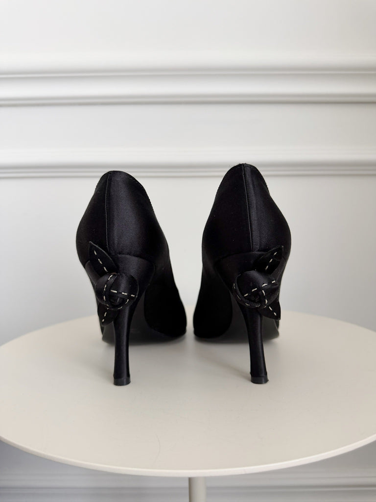 Satin Peep Toe Pumps