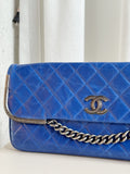 Glazed Calfskin Quilted Chain Clutch Bag