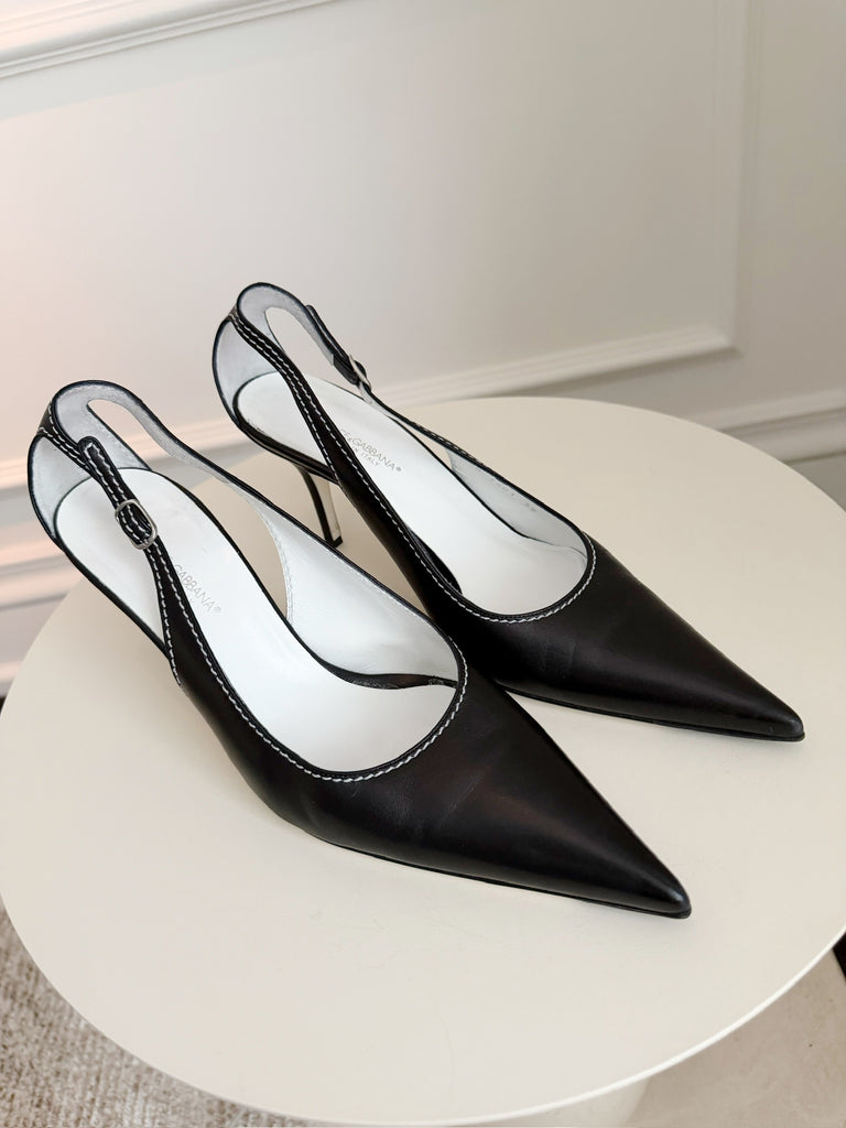 Vintage Leather Cut Out Pumps