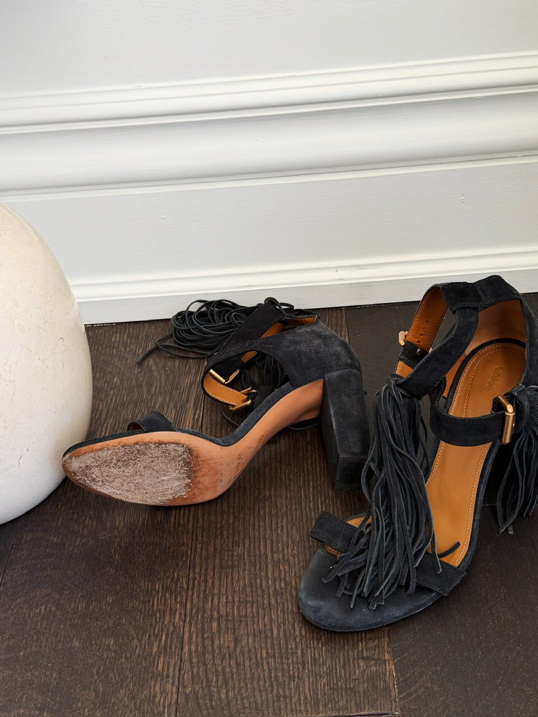 Fringe Suede Sandals