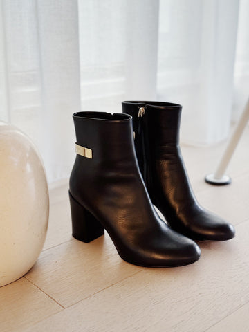 Leather Cone Heel Booties