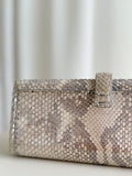 Rectangular Compact Snakeskin Clutch