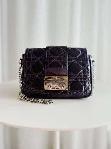 Cannage Patent Leather Cross Body Bag