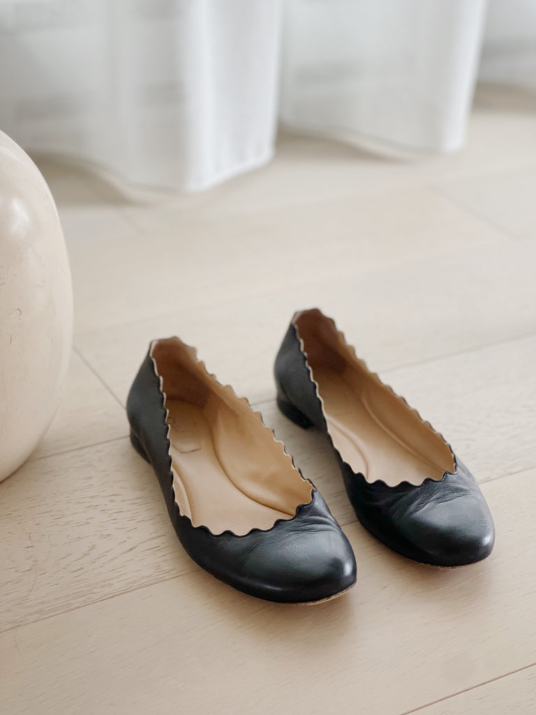 Leather Lauren Scalloped Ballet Flats