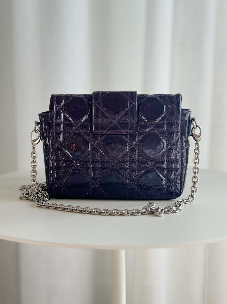 Cannage Patent Leather Cross Body Bag