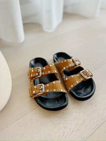 Metallic Slide Flat Sandals