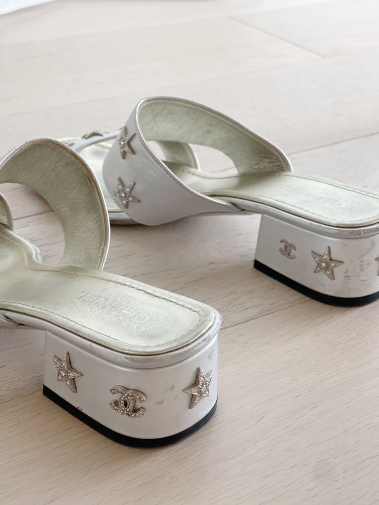 Leather Slides with Star Accents