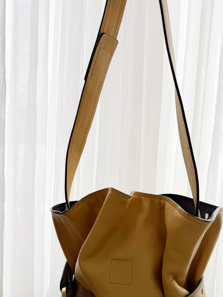 Leather Color Block Tote