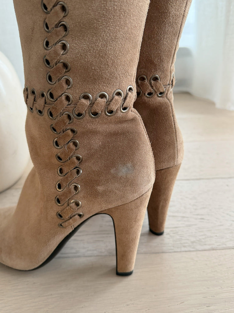 Suede Grommet Detail Boots