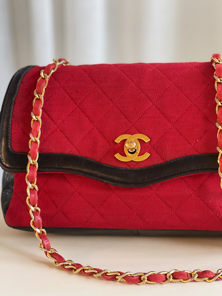 Vintage Wool & Leather Flap Bag