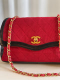 Vintage Wool & Leather Flap Bag