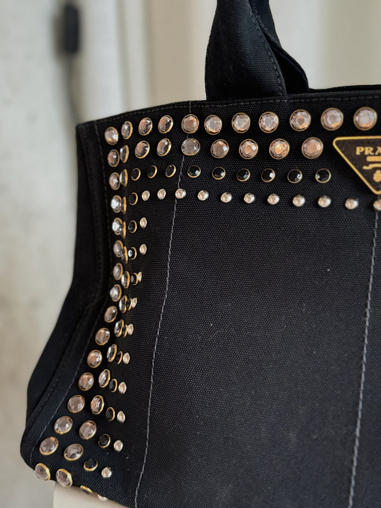 Vintage Canvas Studded Weekender Tote Bag