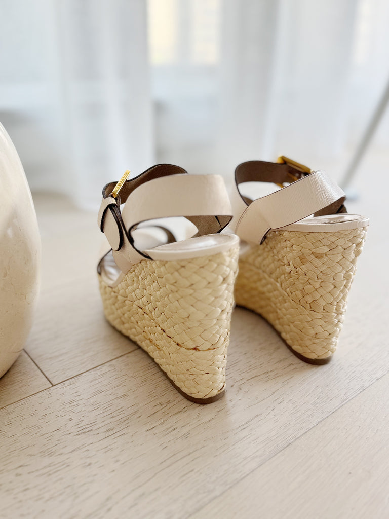 Leather Platform Wedge Sandals