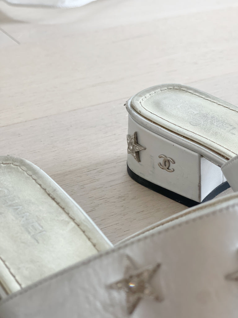 Leather Slides with Star Accents