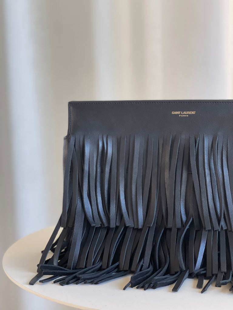 Leather Fringe Clutch Bag