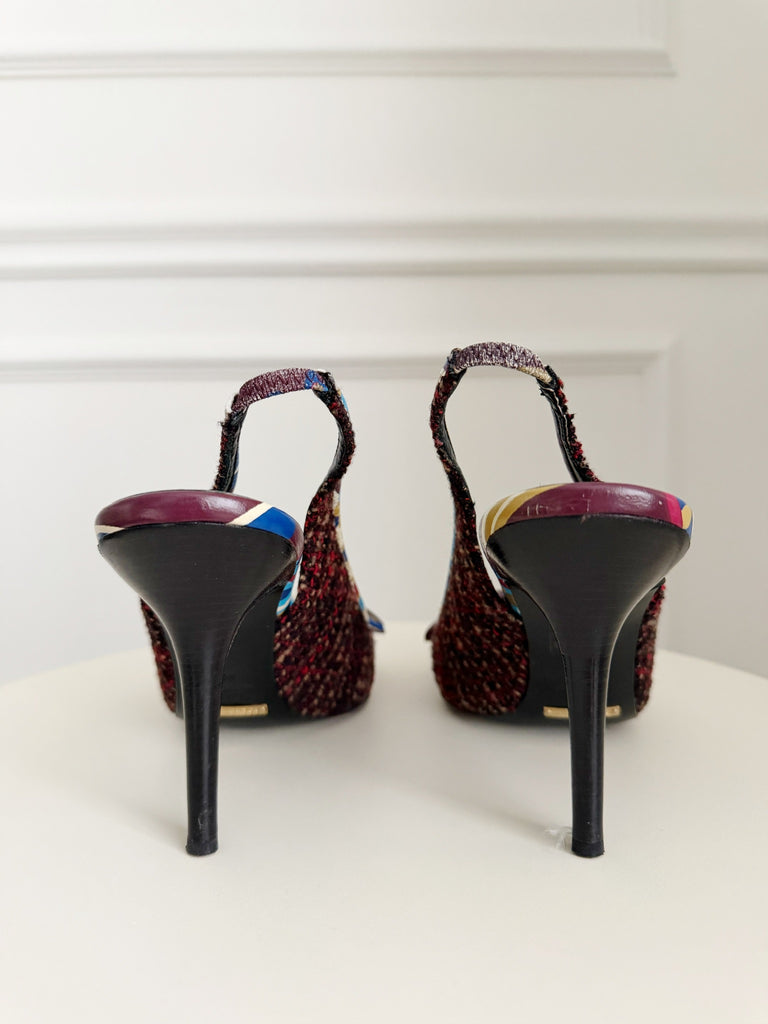 Vintage Tweed Slingback Pumps