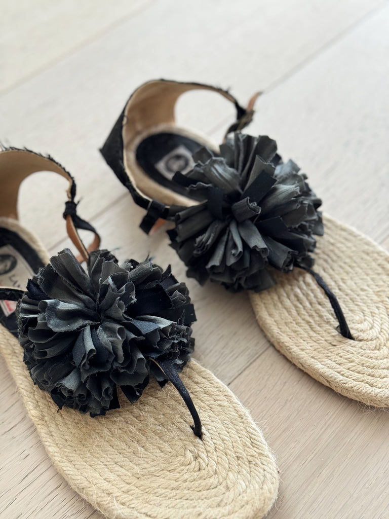 Flat Espadrille Flower Sandals