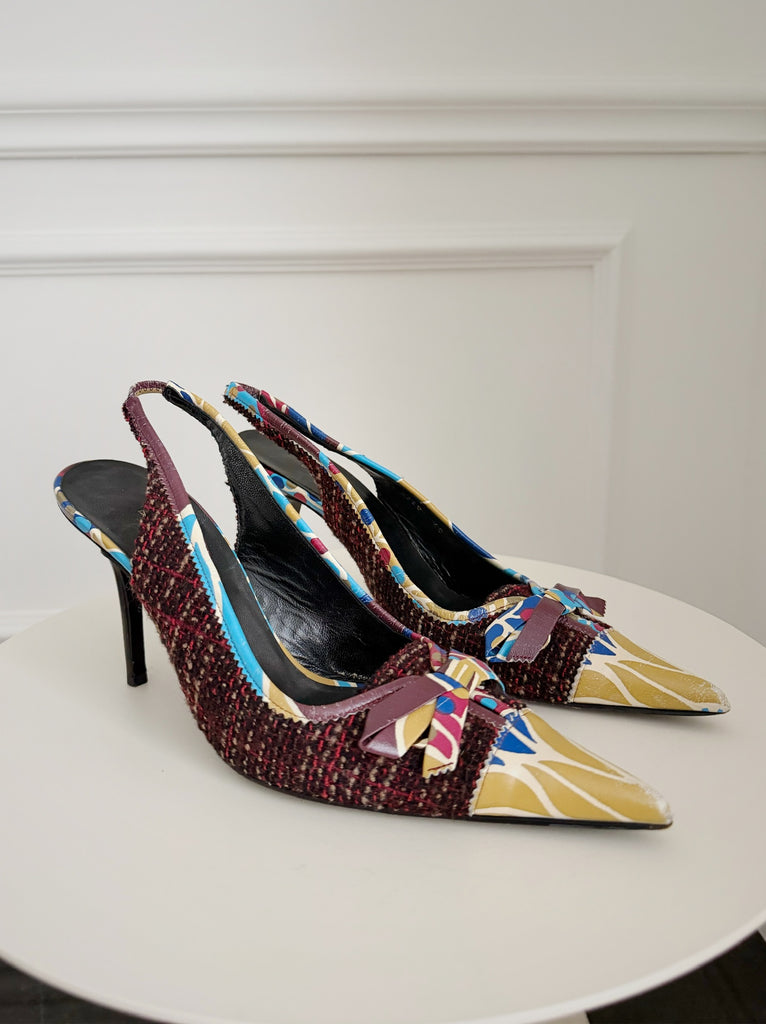Vintage Tweed Slingback Pumps