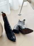 Croc Effect Leather Booties