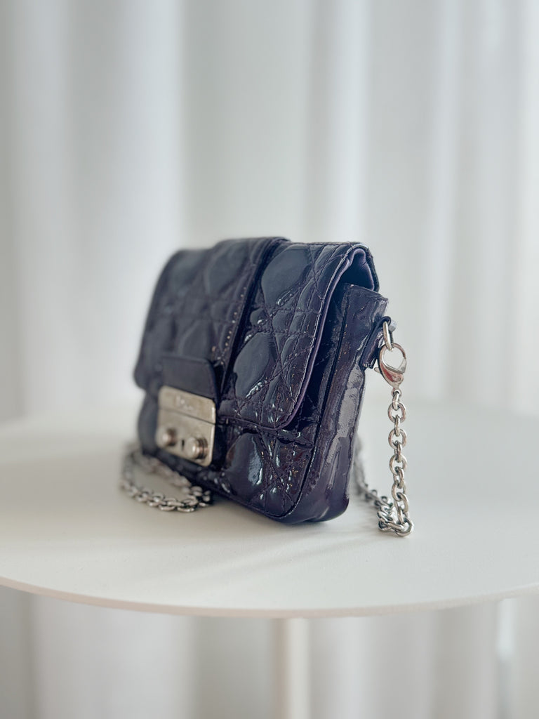 Cannage Patent Leather Cross Body Bag