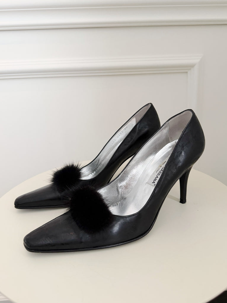 Vintage Fur Embellished Pumps