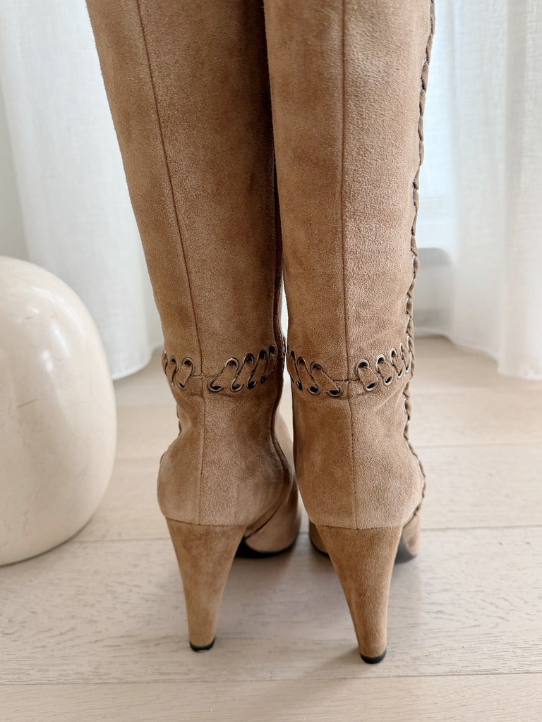 Suede Grommet Detail Boots