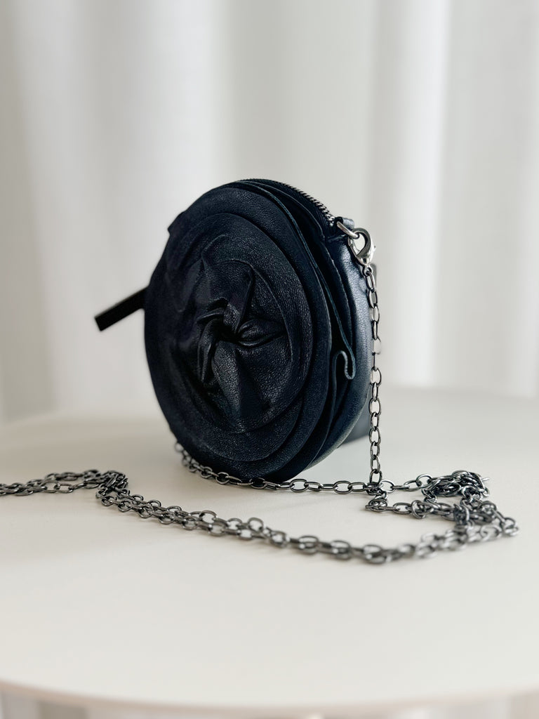 Round Flower Leather Cross Body Bag