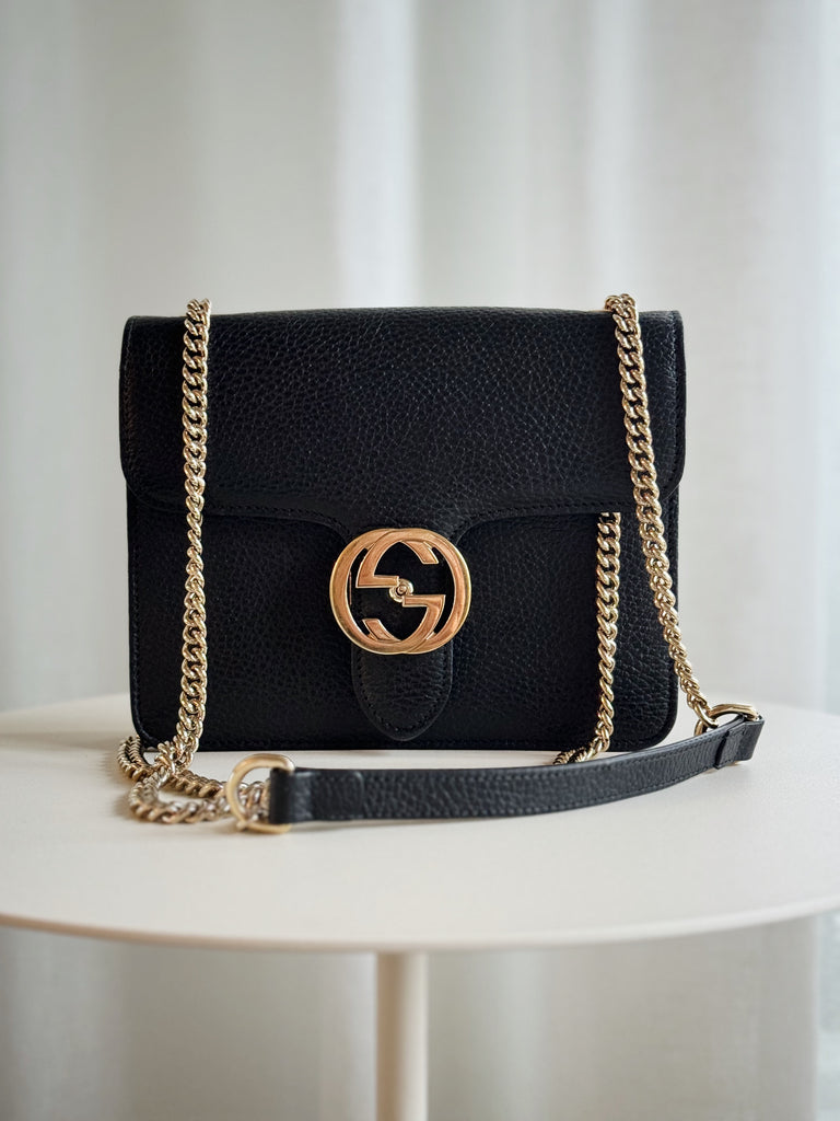 Interlocking G Leather Dollar Cross Body Bag