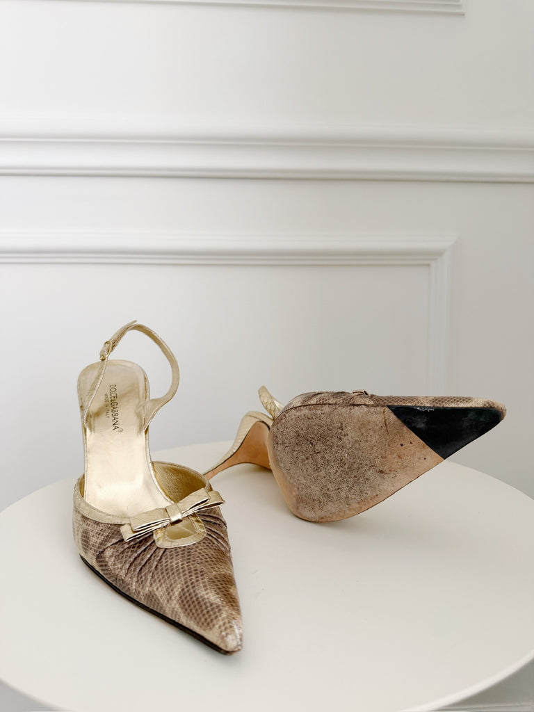 Snake Embossed Slingback Pumps