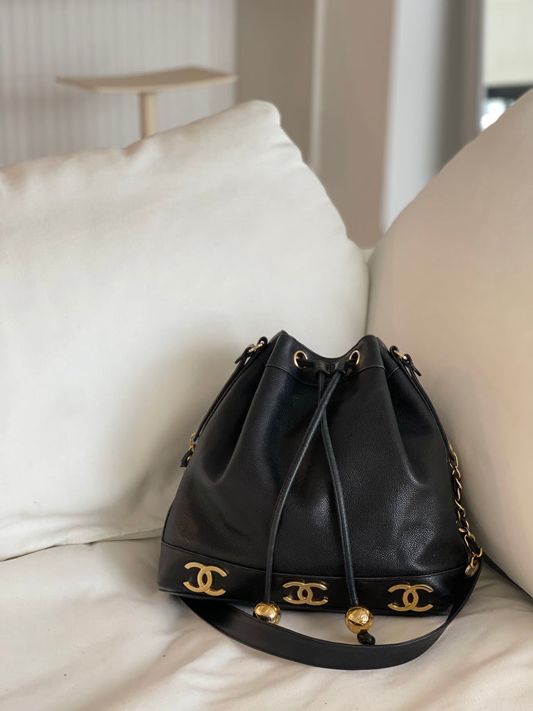 Vintage Triple CC Caviar Bucket Bag