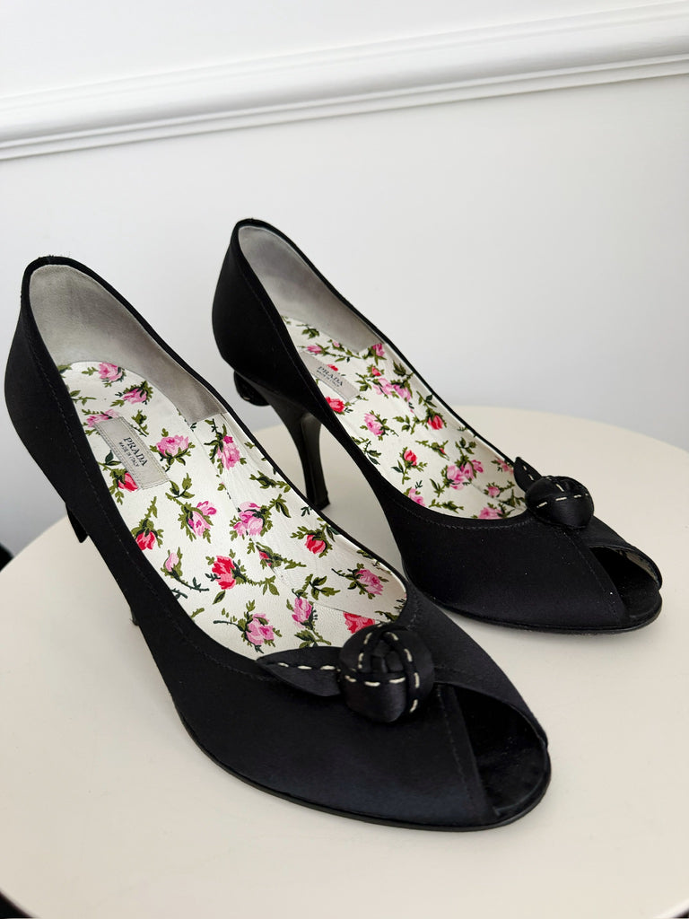Satin Peep Toe Pumps