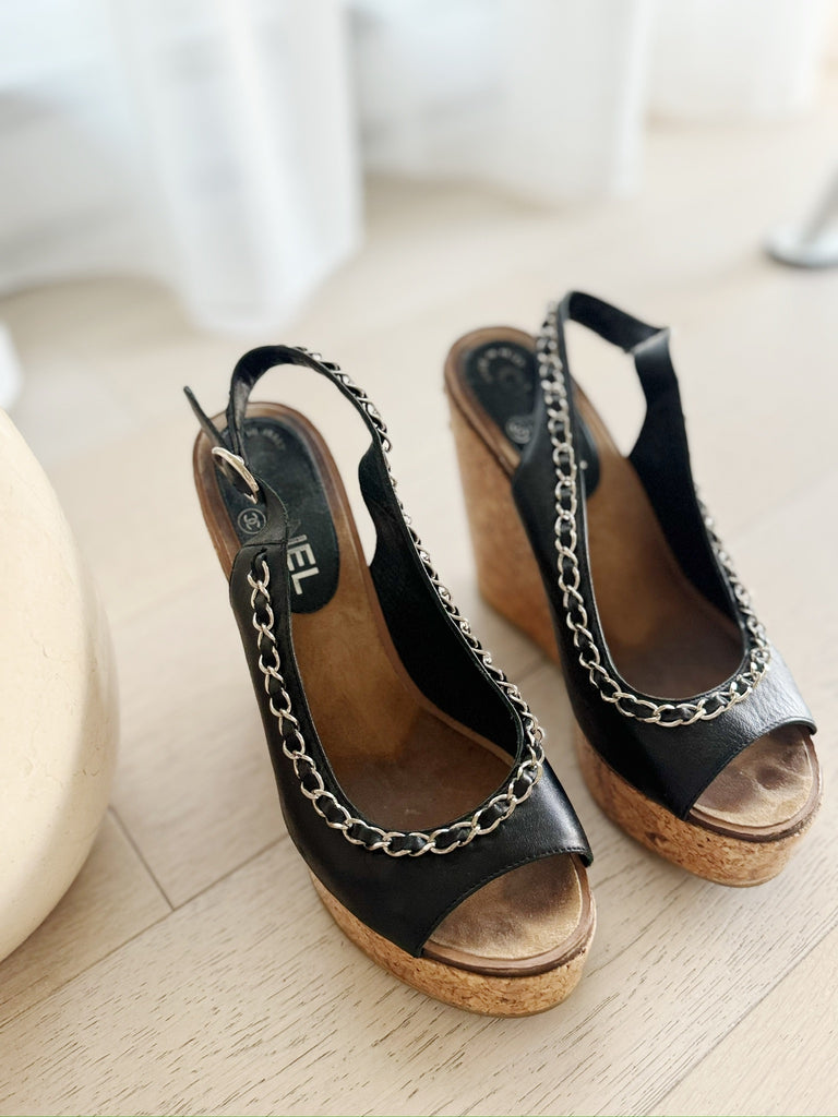 Chain-Link Slingback Wedges