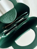 Crocodile Embossed Doll Top Handle Bag