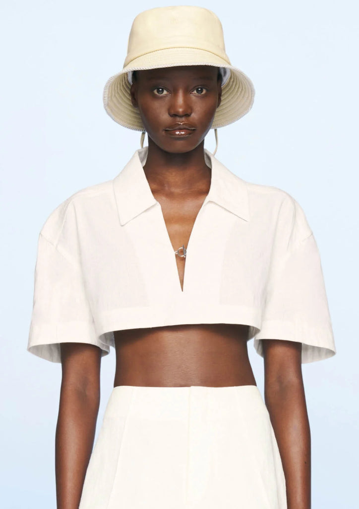 Le Haut Bebi cropped hemp and cotton-blend crepe shirt