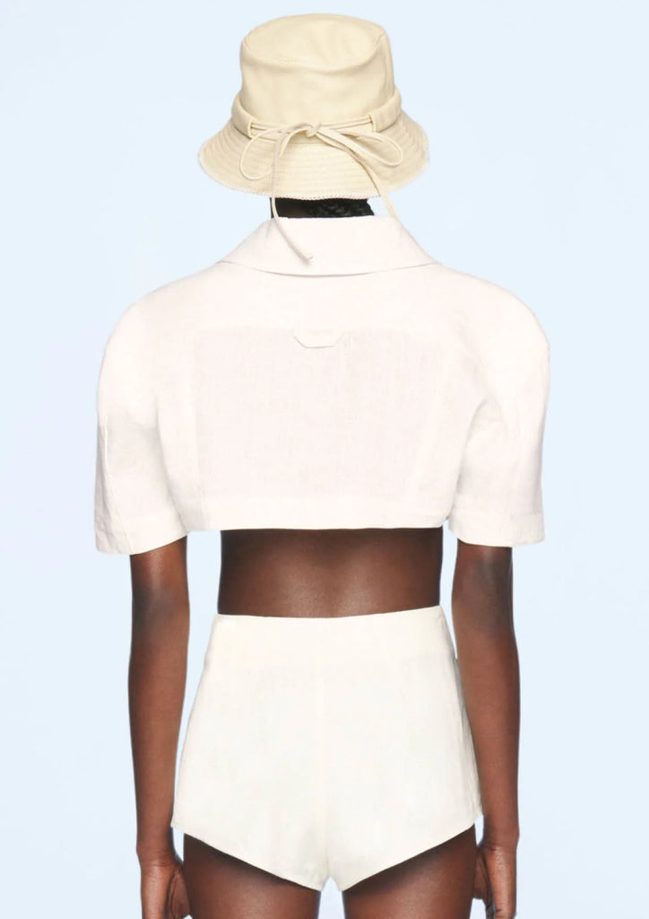 Le Haut Bebi cropped hemp and cotton-blend crepe shirt