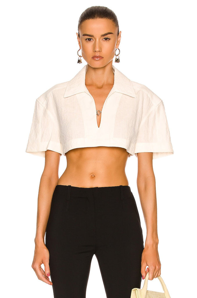 Le Haut Bebi cropped hemp and cotton-blend crepe shirt