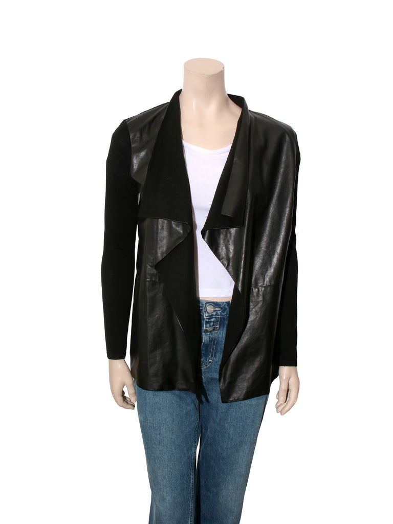 Leather and Knit Cardigan