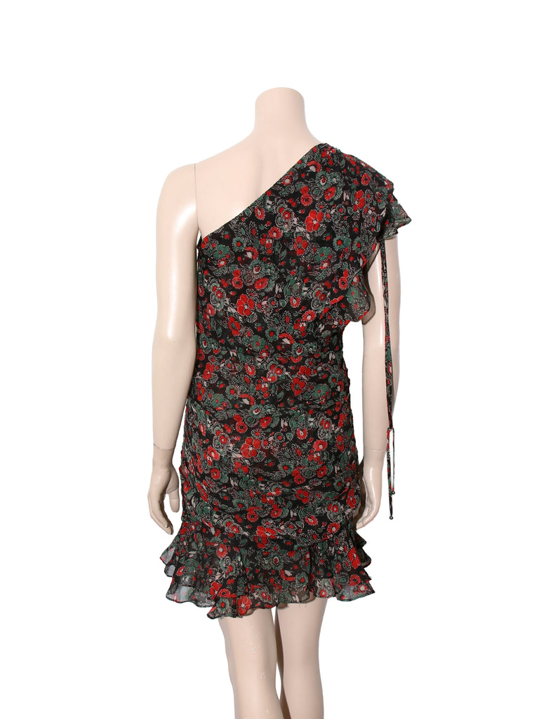 Silk Floral One Sleeve Dress