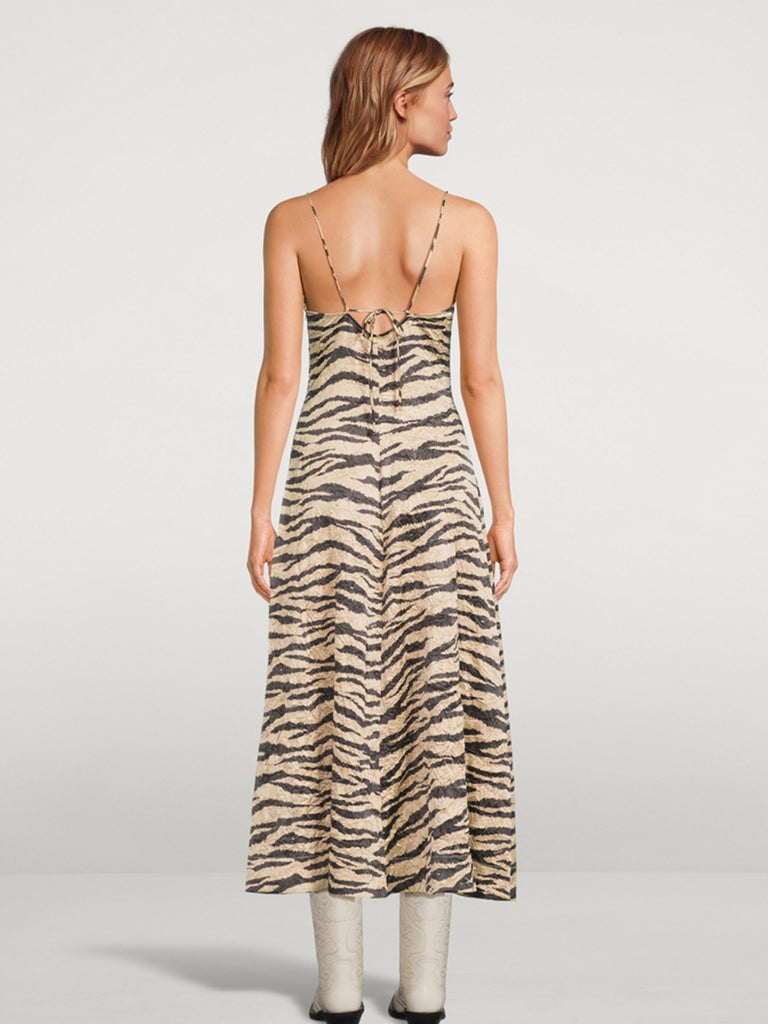 Crinkled Satin Maxi Dress