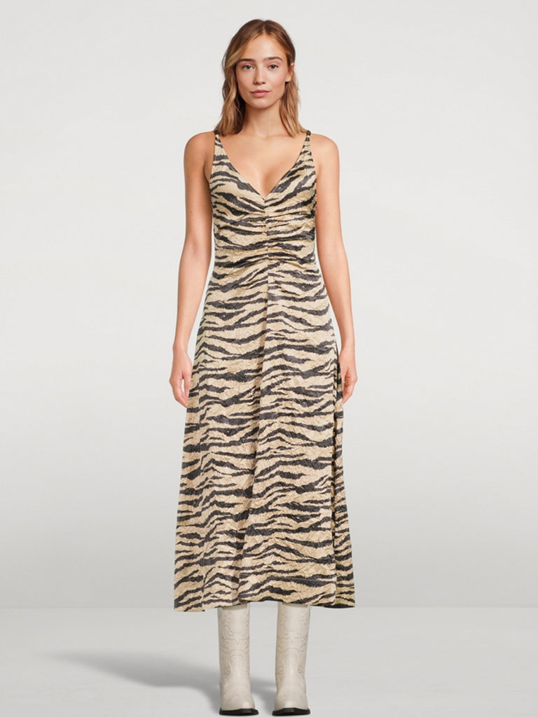 Crinkled Satin Maxi Dress