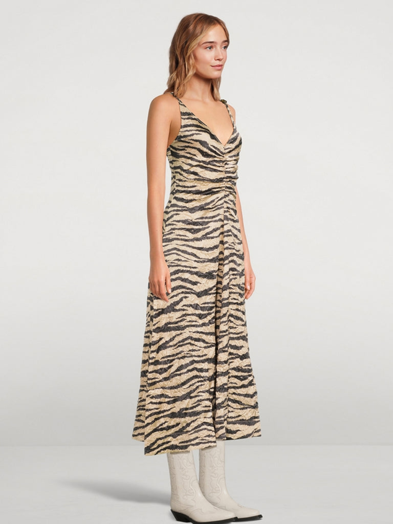 Crinkled Satin Maxi Dress