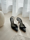 Pointed Bow Slingback Heels
