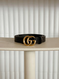 Leather Marmont Belt with Double G Buckle