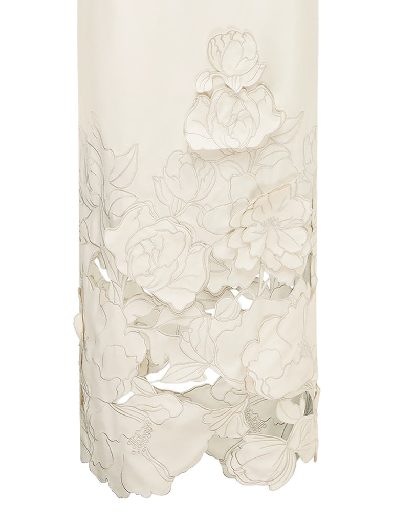 Rayna Floral-Appliquéd Crepe Maxi Dress