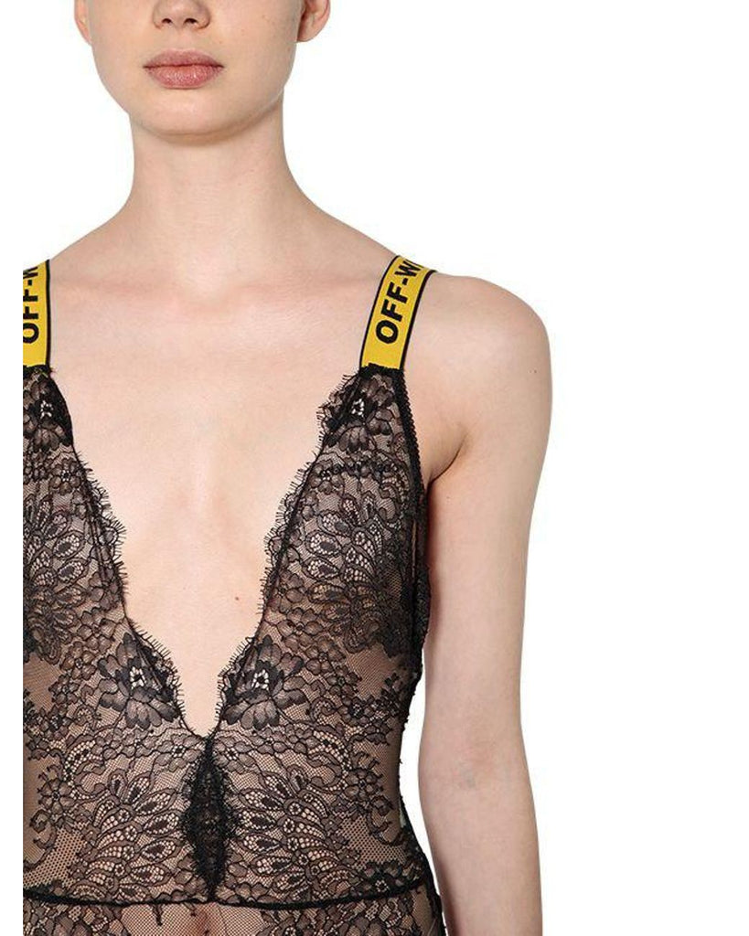Logo Strap Lace Bodysuit