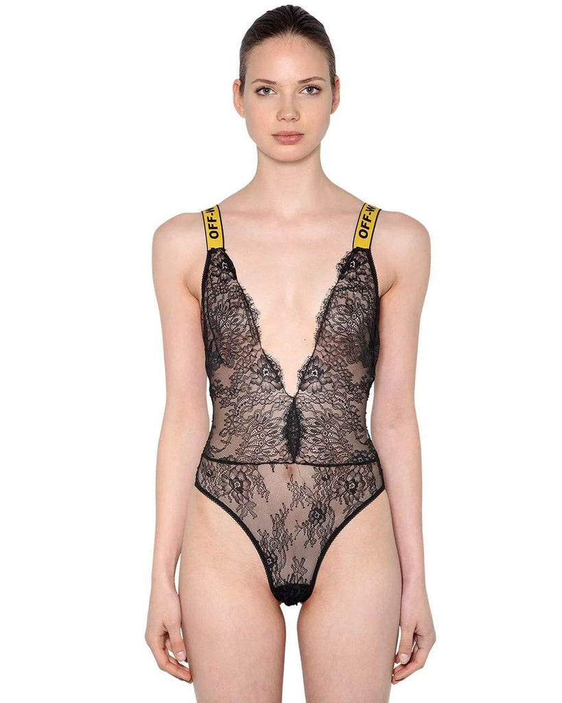 Logo Strap Lace Bodysuit