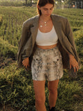 Snake Print Linen Shorts