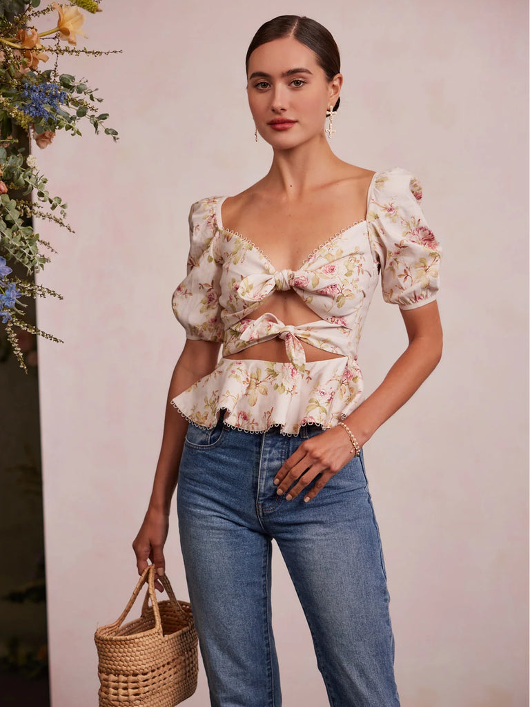 Geneva Cut-Out Floral Top