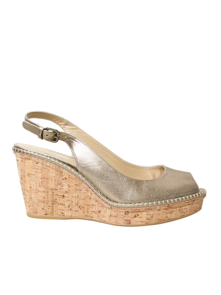Stuart Weitzman Metallic Wedge Sandals